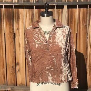 J.Jill blush pink crushed velvet top